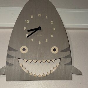 Popclox |  Shark Wall Clock - Gray (no fish 🐟 )
